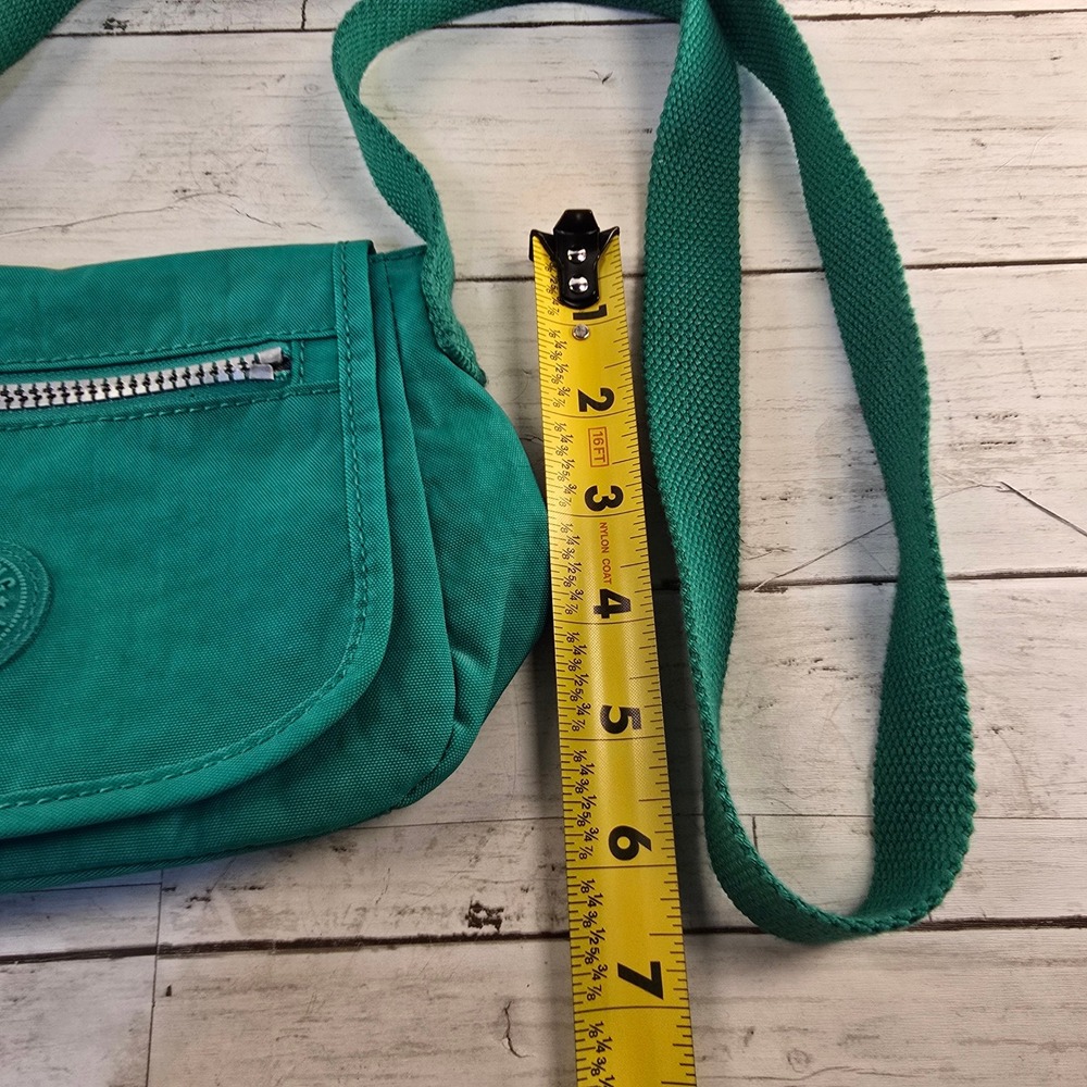 Kipling Green Crinkle Nylon Crossbody Bag Small Messenger Shoulder Bag - Picture 4 of 7